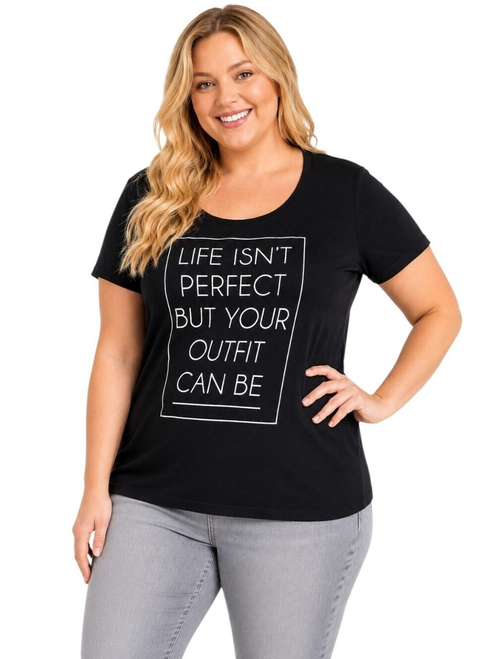 Torrid 2X Black Graphic Quote Tee “Life Isn’t Perfect” NWOT